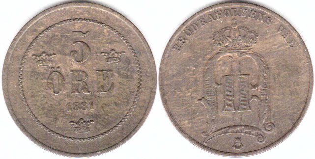 1881 Sweden 5 Ore (EF) A001346